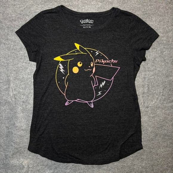 Pokemon Other - Pokemon Girls XL Graphic T-Shirt Heather Gray with Pikachu